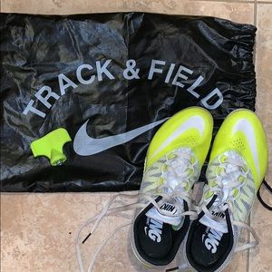 SIZE 6.5 neon yellow and white Track Spikes